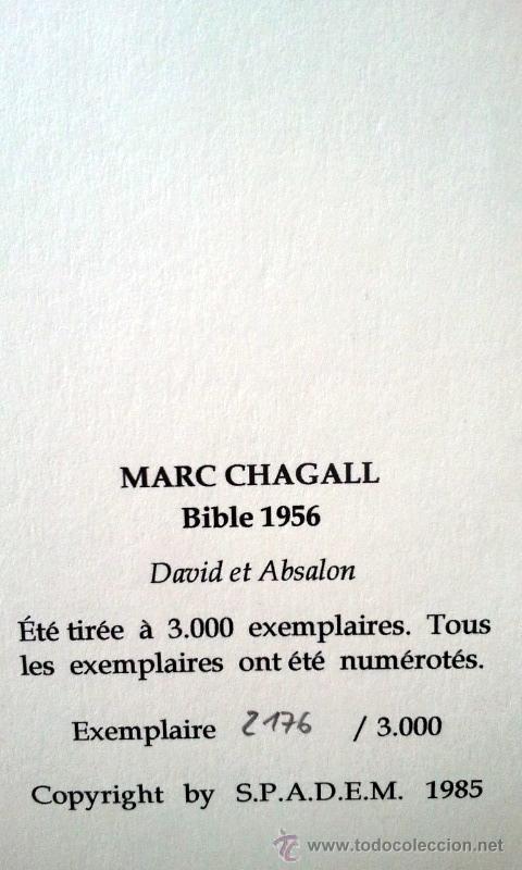 Arte: CHAGALL, M. (1887-1985). DAVID Y ABSALON. NUMERADA. LIMITADA. - Foto 2