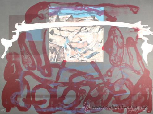 Arte: ARRANZ-BRAVO CASA CON AZUL Y BLANCA LITOGRAF&Iacute;A ORIGINAL NUMERADA 27/75 FECHADA 88 Y FIRMADA A L&Aacute;PIZ