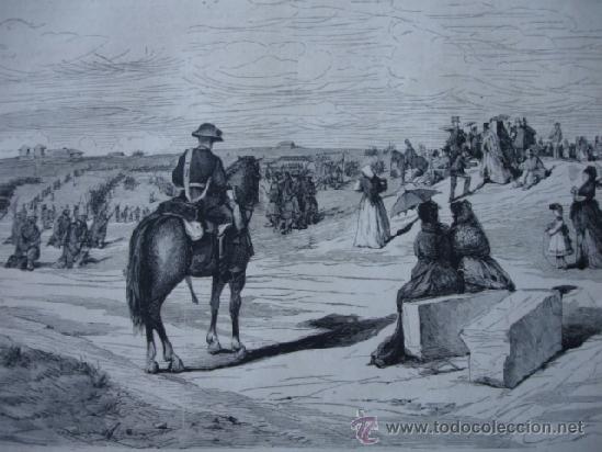 Arte: MADRID AFUERAS PUERTA DE ALCALA MANIOBRAS MILITARES