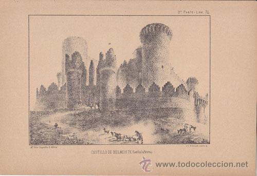 Arte: LITOGRAF&Iacute;A: CASTILLO DE BELMONTE - CUENCA - 1884 - Foto 1