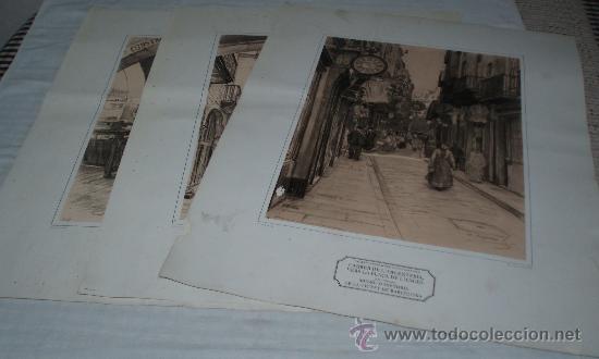 Art: tres litografias del museo historico de Barcelona con rincones de la ciudad