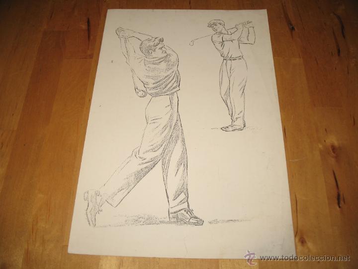 Arte: OBRA DE ARTE LITOGRAF&Iacute;A JUGADORES DE GOLF JUGADOR HOMBRE HOMBRES DIBUJO SIN USO NO TRABAJADO