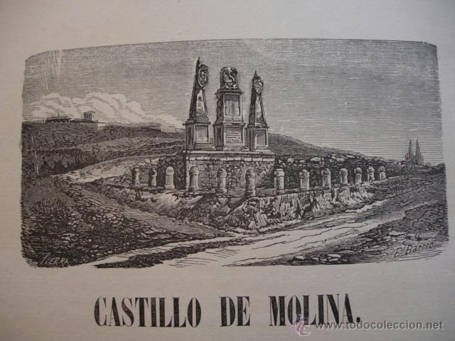 Arte: GRABADO DEL CASTILLO DE MOLINA.SIERRA PAUSAS .1870.15X8
