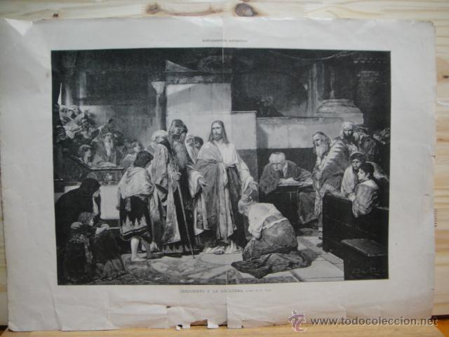 Arte: litografia suplemento artistico - jesucristo y la adultera