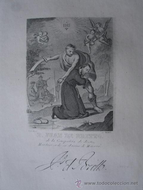 Arte: JUAN DE BRITTO.JESUITA.MUERTO EN MALABAR.C.1850