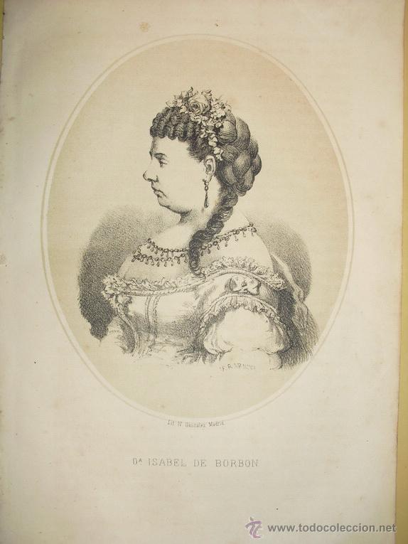 Arte: 1870 LITOGRAFIA DE ISABEL II - Foto 1