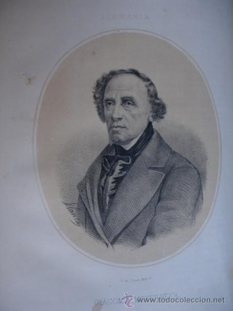 Arte: GIACOMO MEYERBEER .A&Ntilde;O 1867.FOLIO.SE ACOMPA&Ntilde;A DE UNA PEQUE&Ntilde;A BIOGRAFIA DEL PERSONAJE