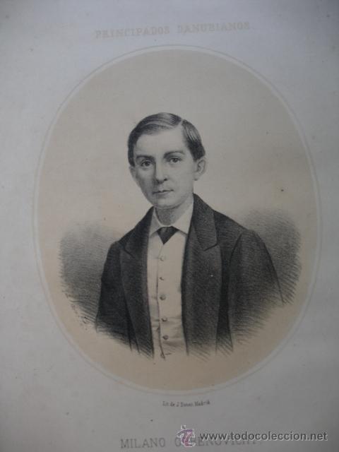 Arte: MILANO OBRENOVICHT.SERVIA  .A&Ntilde;O 1867.ACOMPA&Ntilde;A UNA PEQUE&Ntilde;A BIOGRAFIA.FOLIO