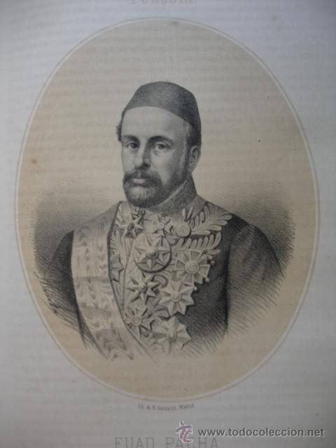 Arte: FUAD PACHA  TURQUIA .A&Ntilde;O 1867.ACOMPA&Ntilde;A UNA PEQUE&Ntilde;A BIOGRAFIA.FOLIO