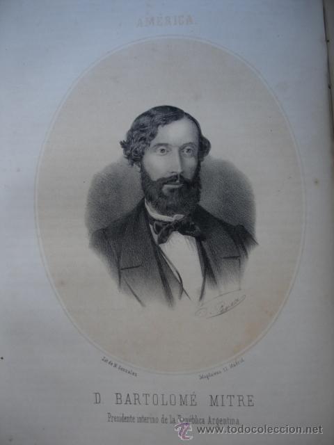 Arte: BARTOLOME MITRE PRESIDENTE ARGENTINA  .A&Ntilde;O 1867.ACOMPA&Ntilde;A UNA PEQUE&Ntilde;A BIOGRAFIA.FOLIO