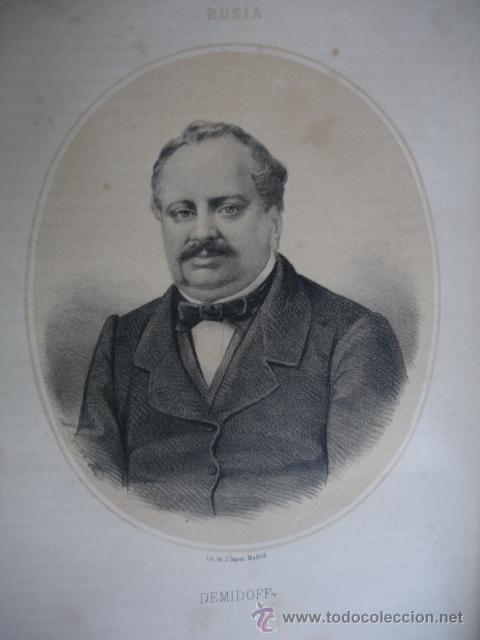 Arte: CONDE DEMIDOFF RUSIA .A&Ntilde;O 1867.ACOMPA&Ntilde;A UNA PEQUE&Ntilde;A BIOGRAFIA.FOLIO