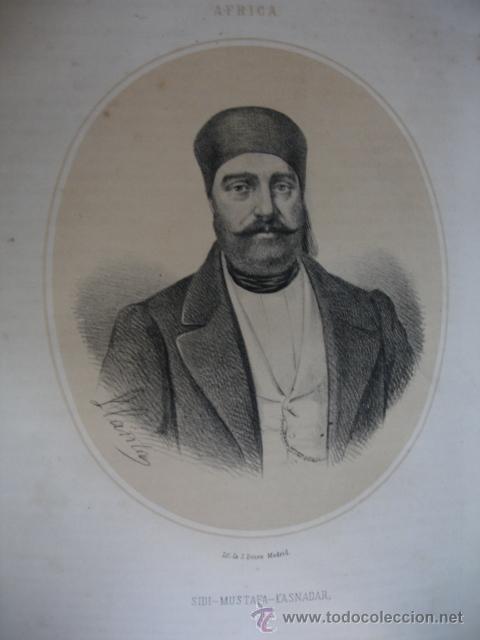Arte: SIDI MUSTAFA KASNADAR .A&Ntilde;O 1867.ACOMPA&Ntilde;A UNA PEQUE&Ntilde;A BIOGRAFIA.FOLIO