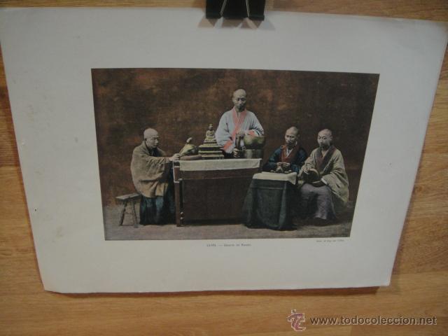 Arte: escena china - grupo de bonzos - a&ntilde;o 1890