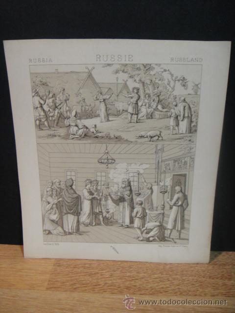 Arte: escenas rusas - litografia de firmin didot et cie - grabador gaillard - 1880 aprox.