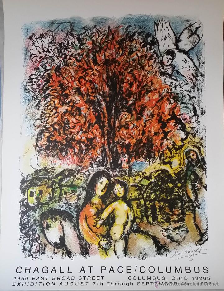 Arte: MARC CHAGALL: cartel exposici&oacute;n PACE GALLERY, OHIO - Foto 1