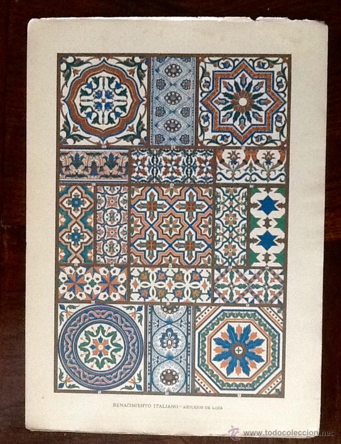 Arte: LITO RENACIMIENTO ITALIANO. AZULEJOS DE LOZA.. ENVIO INCLUIDO EN EL PRECIO.