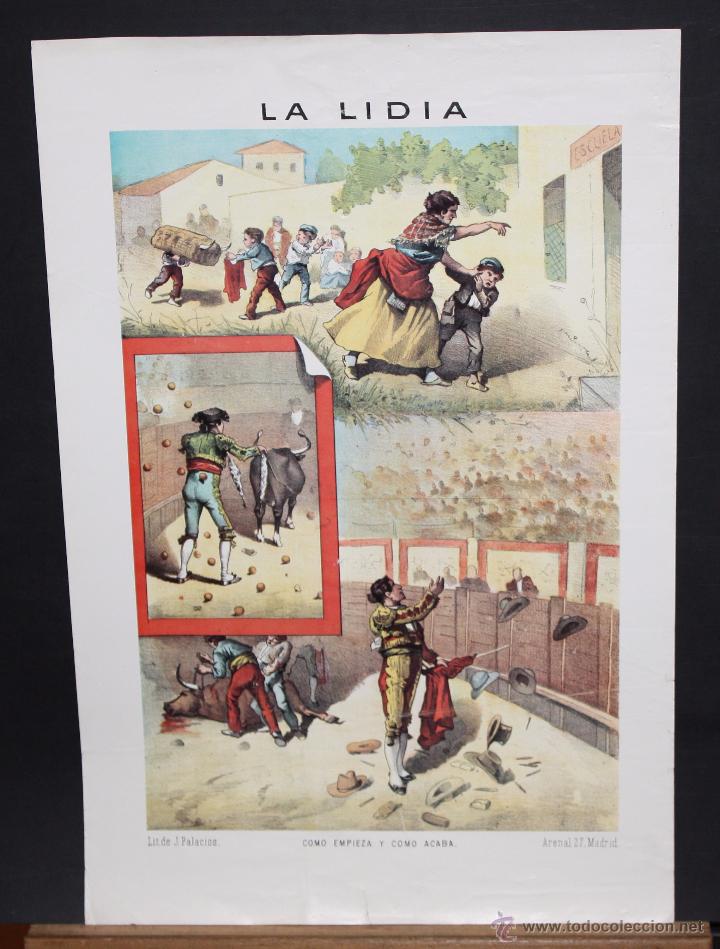 Arte: LITOGRAF&Iacute;A DE J. PALACIOS TITULADA LA LIDIA - Foto 1