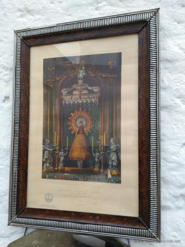Arte: LITOGRAFIA ANTIGUA DE LA VIRGEN DEL PILAR 76 CMS. DE ALTO X 56 DE LARGO DEL A&Ntilde;O 1940