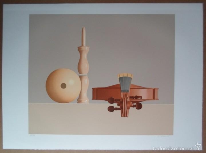 Arte: Frederic Vidalens (Corr&egrave;ze Francia 1925-Par&iacute;s 2004) VIOLIN litograf&iacute;a 48x60 papel 56x76 firma 84/175