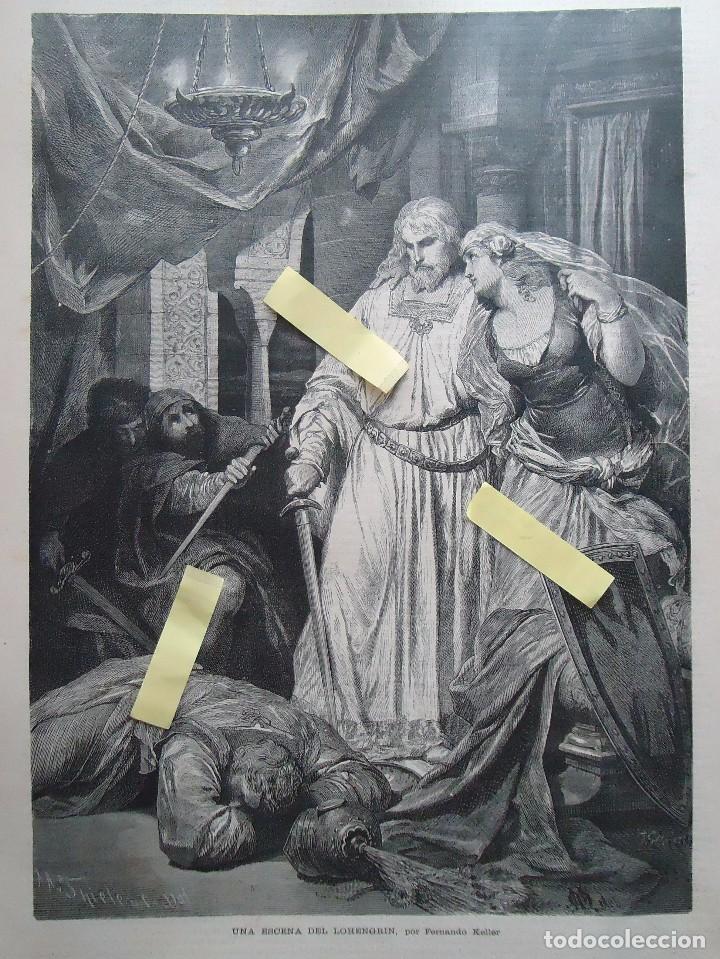 Arte: litografia vintage bella artes ilustracion artistica barcelona 1882 edad media lohengrin keller rey
