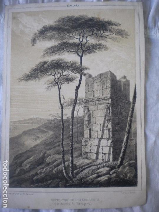 Art: ANTIGUA LITOGRAFIA DE PARCERISA, SEPULCRO DE LOS ESCIPIONES TARRAGONA 1840'S.