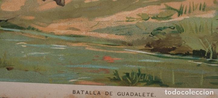 Arte: BATALLA DE GUADALETE: ANTIGUA LITOGRAFIA COLOR J. PALACIOS 1.888 SIGLO XIX – ARENAL 27 MADRID FIRMA - Foto 2 - 71195865