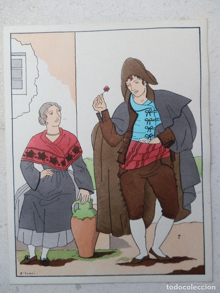 Arte: LITOGRAF&Iacute;A COLECCI&Oacute;N TRAJES T&Iacute;PICOS BADAJOZ. POR D&acute;IVORI JOAN VILA PUJOL. A&Ntilde;OS 30.