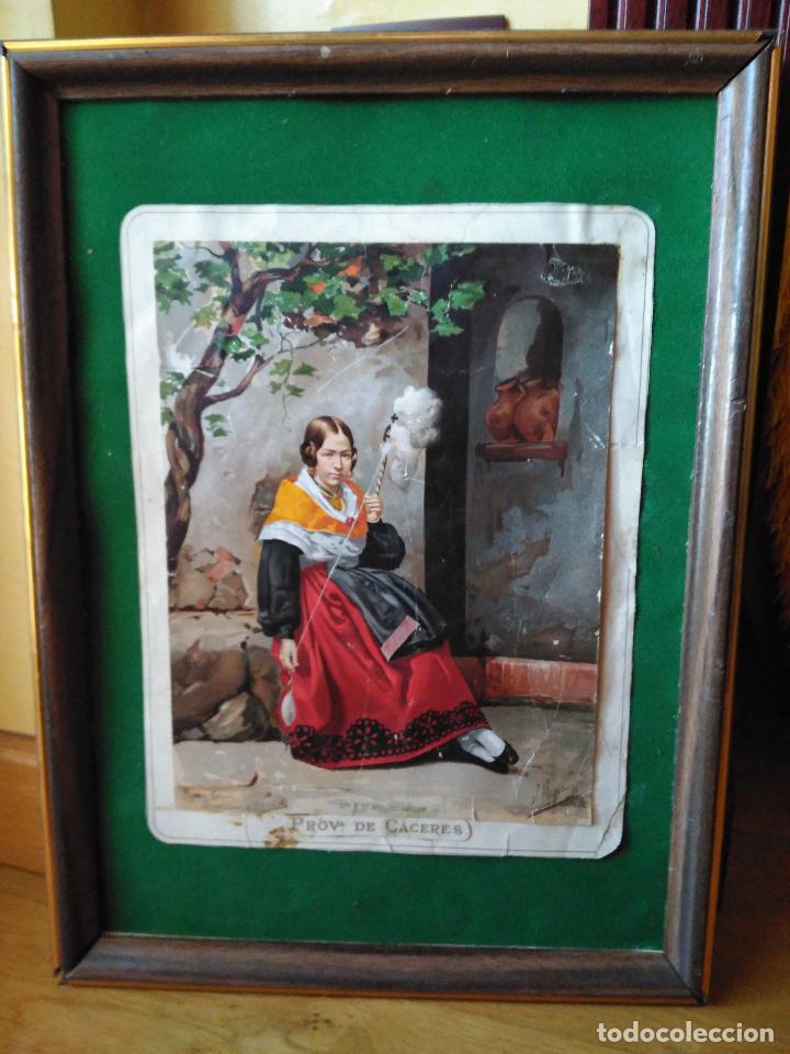 Arte: ANTIGUA LITOGRAFIA DE LOS ANDALUCES BARCELONA EN MARCO ENMARCADA MUJER PROVINCIA DE CACERES