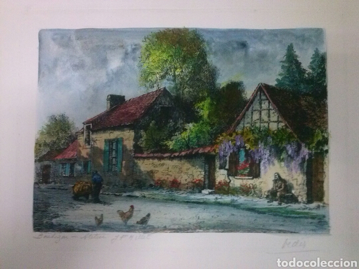 Arte: LITOGRAFIA COLOREADA FIRMADA. - Foto 1
