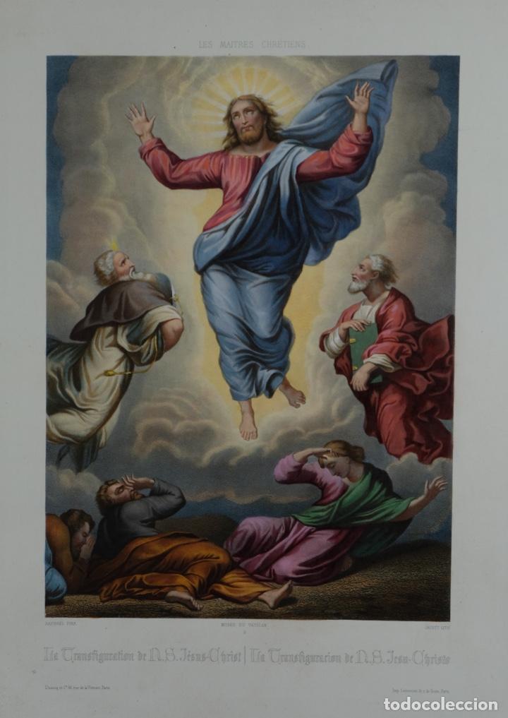 Arte: Litografia de un cuadro de Raphael La ascension de Jesu Cristo Lith.Jacott final siglo XIX