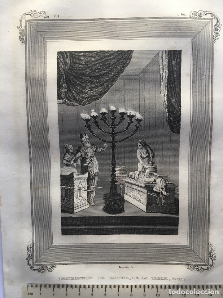 Arte: LITOGRAF&Iacute;A FRANC. FINAL S. XIX. DESCRIPTION DE L ARCHE, DE LA TABLE, etc.