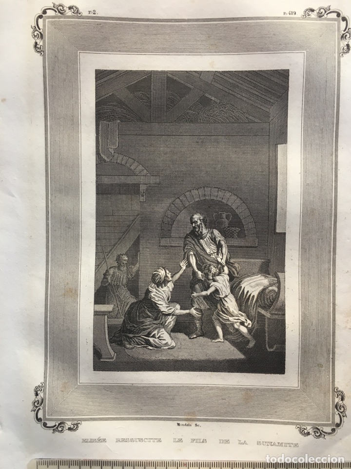 Art: LITOGRAF&Iacute;A FRANC. FINAL S. XIX. ELISEE RESSUCITTE LES FILS DE LA SUNAMITE. MONDAIN. Sc. 14,5x19 cm