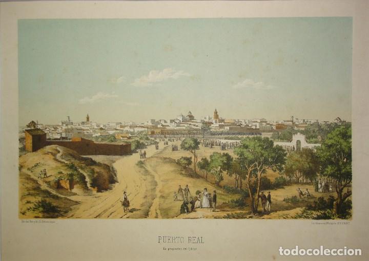 Arte: Vista del Puerto Real, Cadiz, del siglo XIX por Scherzinger