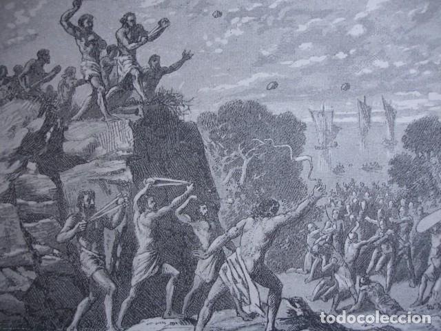 Arte: BALEARES BAJANDO DE SUS TALAYOTS CONTRA INVASORES . SERRA PAUSAS