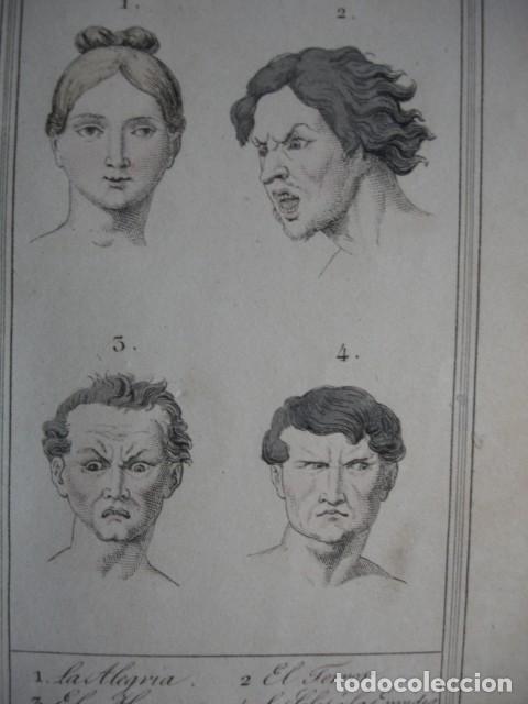 Arte: EXPRESIONES FACIALES HUMANAS .COLOREADO A MANO . A&Ntilde;O 1848