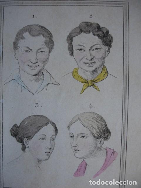 Arte: EXPRESIONES FACIALES HUMANAS .COLOREADO A MANO . A&Ntilde;O 1848