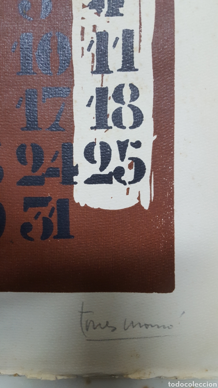 Arte: LITOGRAF&Iacute;A LINOLEO DE TORRES MONS&Oacute; 1966 - Foto 3