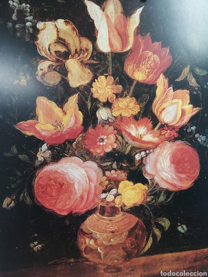 Arte: Bodeg&oacute;n Cl&aacute;sico. Lamina Cl&aacute;sica Antigua Italiana. Jarr&oacute;n de flores. 80x60 cm