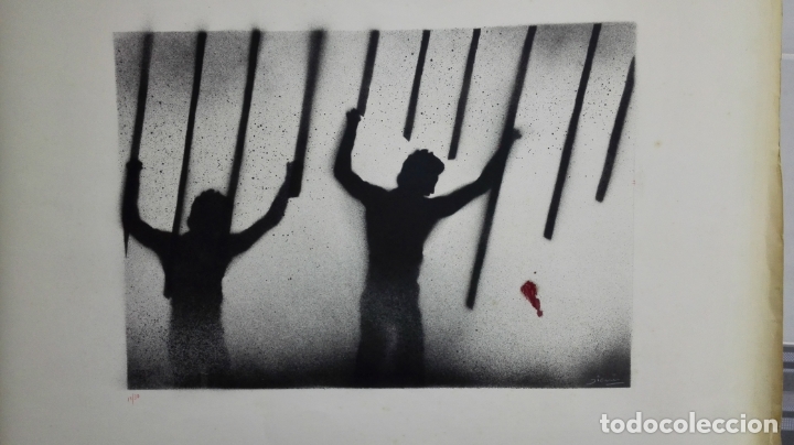 Arte: LITOGRAFIA FIRMADA POR IDENTIFICAR, MEDIDAS 50 X 70 CM, N&ordm; 15/30, HOMENAJE 5 FUSILADOS 1975