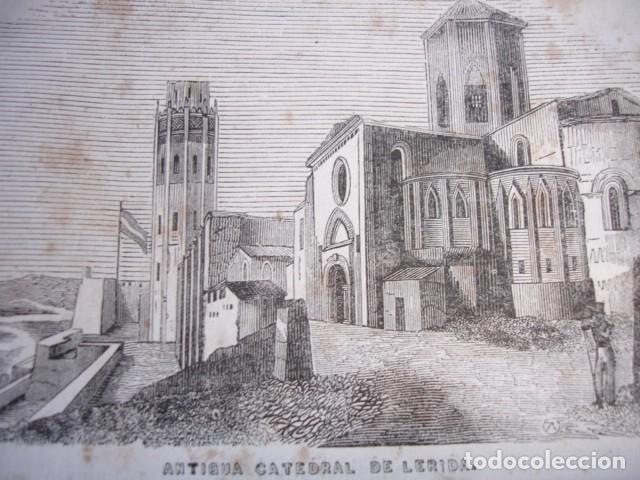 Arte: CATEDRAL DE LERIDA.GRABADO ORIGINAL DEL A&Ntilde;O 1849