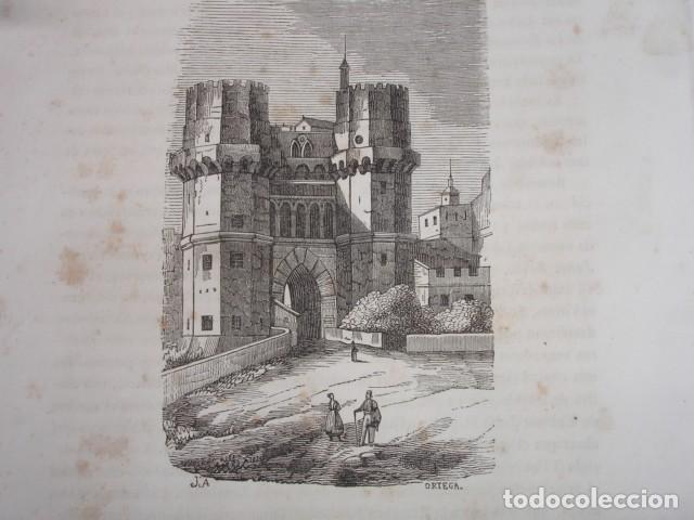 Arte: VALENCIA PUERTA DE SERRANOS .GRABADO ORIGINAL A&Ntilde;O 1849