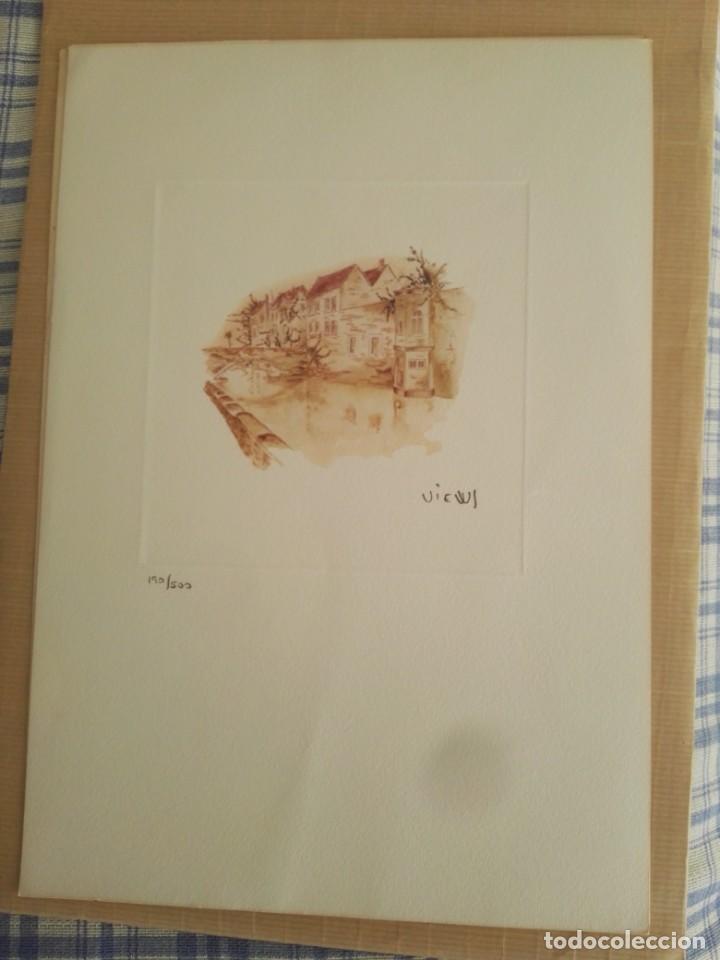 Arte: LITOGRAFIA EN SEPIA Motivo fluvial (NUMERADA 190/500) VIEWS.