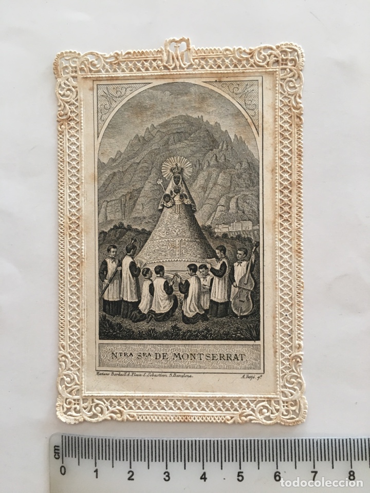 Arte: ESTAMPA RELIGIOSA. LITOGRAF&Iacute;A Y CALADA. NTRA. SRA. DE MONTSERRAT. MARIANO BORDAS ED. A. FATJO Go.