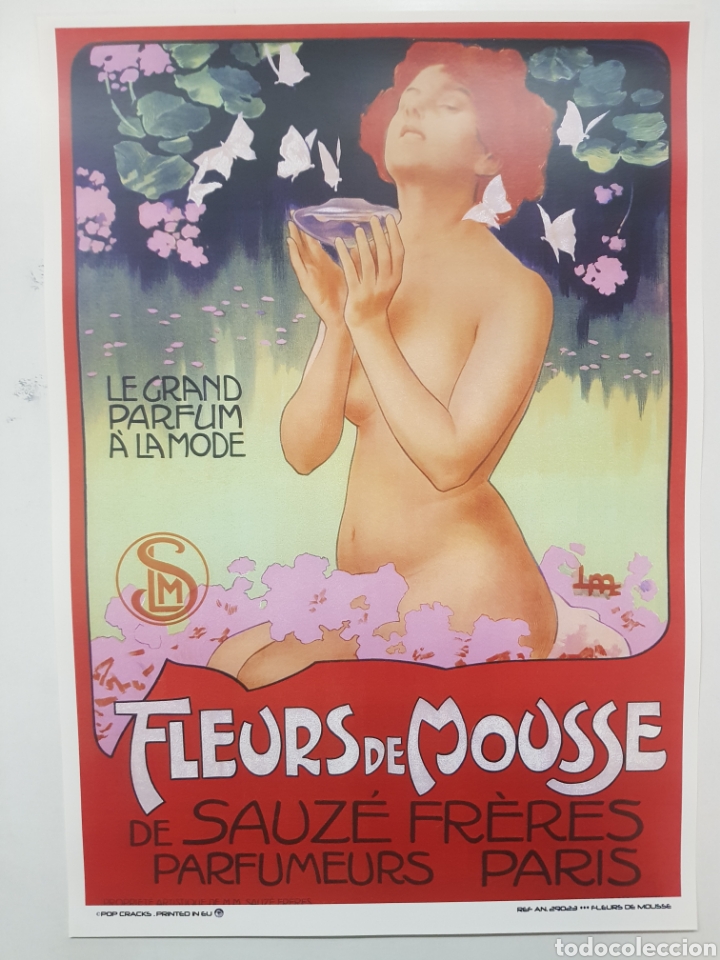 Art: FLEURS DE MOUSSE. PERFUMERIA - LAMINA CARTEL ART DECO NOUVEAU LITOGRAFICO. REPROGRAFIA