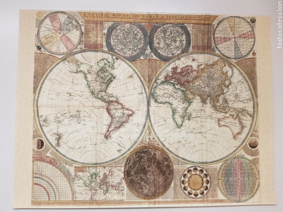 Art: MAPA MUNDI 1794. LITOGRAFIA ORIGINAL CON MATRICULA LEGAL DEL EDITOR