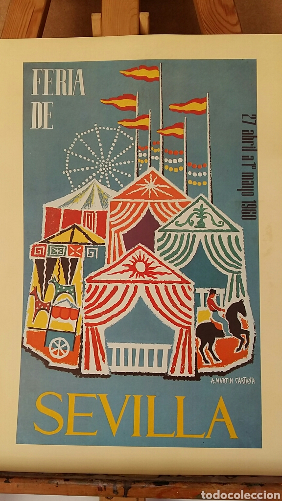 Art: FERIA SEVILLA .MART&Iacute;N CARTAYA 1960. L&Aacute;MINA LITOGR&Aacute;FICA ORIGINAL CON MATR&Iacute;CULA LEGAL de EDICI&Oacute;N.