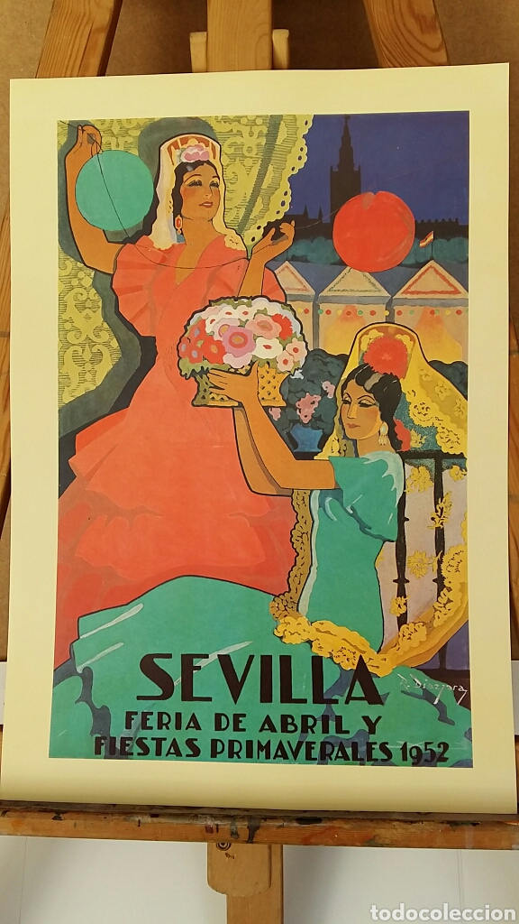 Art: FERIA DE SEVILLA . DIAZ JARA, 1952. L&Aacute;MINA LITOGR&Aacute;FICA ORIGINAL CON MATR&Iacute;CULA LEGAL DE EDICI&Oacute;N.