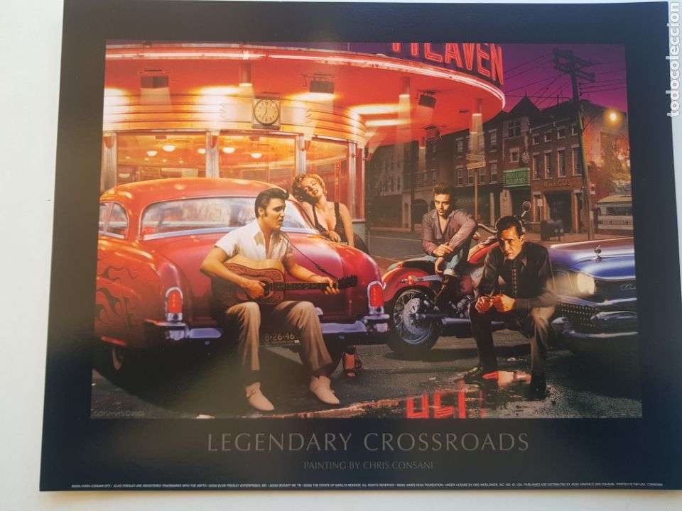Arte: CHRIS CONSANI: ELVIS, BOGART, MARILYN, DEAN APARCAMIENTO. LITOGRAFIA ORIGINAL CON MATRICULA LEGAL