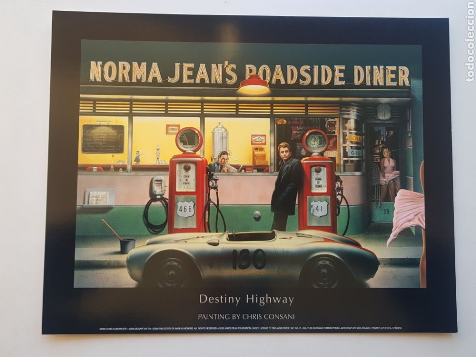 Kunst: CHRIS CONSANI: ELVIS, BOGART, MARILYN, DEAN GASOLINERA. LITOGRAFIA ORIGINAL CON MATRICULA LEGAL