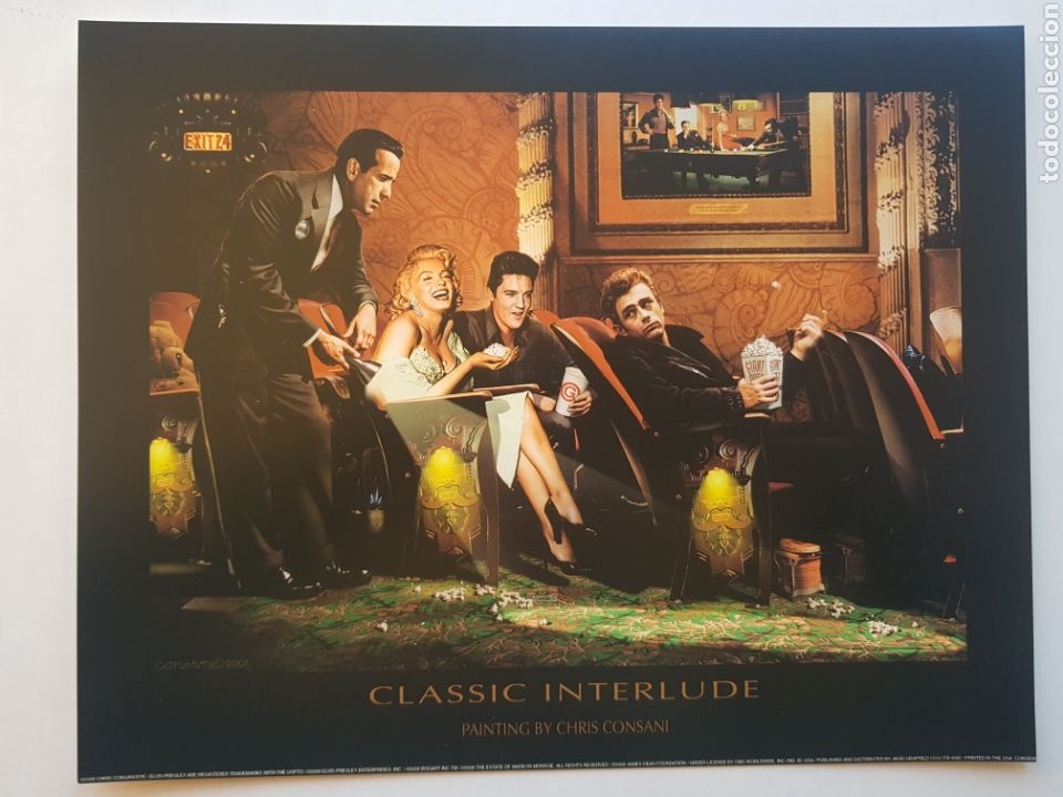 Kunst: CHRIS CONSANI: ELVIS, BOGART, MARILYN, DEAN EN CINE. LITOGRAFIA ORIGINAL CON MATRICULA LEGAL